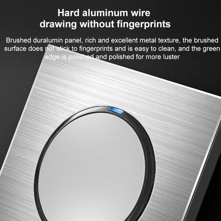 86mm Gray Aluminum Wire Drawing LED Switch Panel, Style:Four Open Dual Control - Switch by PMC Jewellery | Online Shopping South Africa | PMC Jewellery | Buy Now Pay Later Mobicred