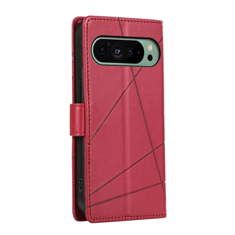 For Google Pixel 9 PU Genuine Leather Texture Embossed Line Phone Case(Red) - Google Cases by PMC Jewellery | Online Shopping South Africa | PMC Jewellery | Buy Now Pay Later Mobicred