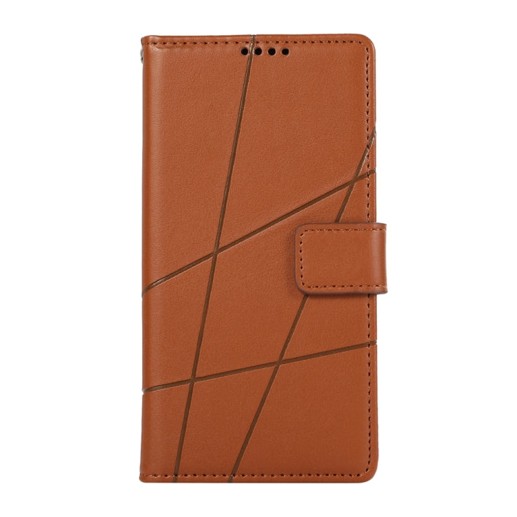 For Google Pixel 9 PU Genuine Leather Texture Embossed Line Phone Case(Brown) - Google Cases by PMC TechLife | Online Shopping South Africa | PMC TechLife | Buy Now Pay Later Mobicred