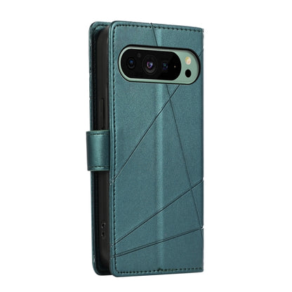 For Google Pixel 9 PU Genuine Leather Texture Embossed Line Phone Case(Green) - Google Cases by PMC Jewellery | Online Shopping South Africa | PMC Jewellery | Buy Now Pay Later Mobicred