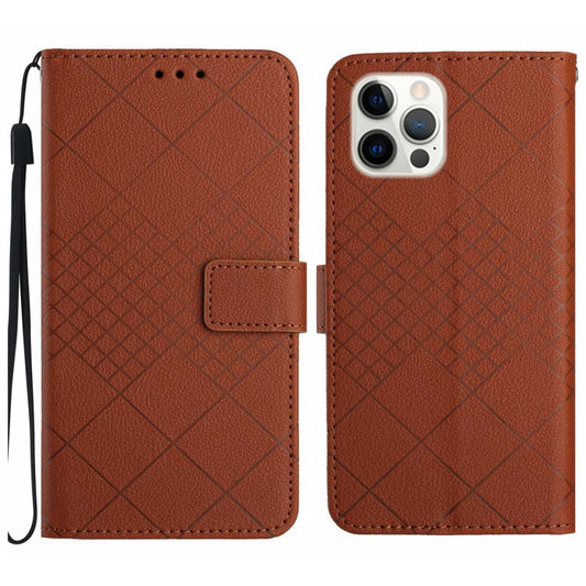 For iPhone 16 Pro Rhombic Grid Texture Leather Phone Case(Brown) - iPhone 16 Pro Cases by PMC Jewellery | Online Shopping South Africa | PMC Jewellery | Buy Now Pay Later Mobicred