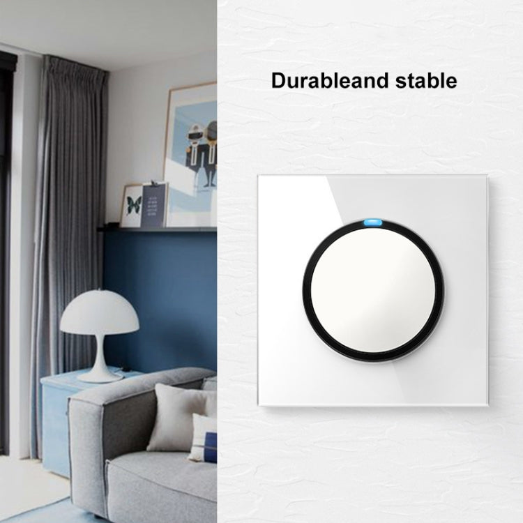 86mm Round LED Tempered Glass Switch Panel, White Round Glass, Style:Two Open Dual Control -  by PMC Jewellery | Online Shopping South Africa | PMC Jewellery | Buy Now Pay Later Mobicred