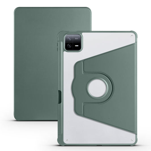 For Xiaomi Pad 6 Pro / Pad 6 Acrylic 360 Degree Rotation Holder Tablet Leather Case(Dark Green) - More Tablet Cases by PMC Jewellery | Online Shopping South Africa | PMC Jewellery