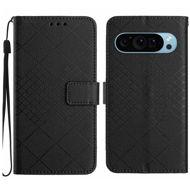 For Google Pixel 9 Rhombic Grid Texture Leather Phone Case(Black) - Google Cases by PMC Jewellery | Online Shopping South Africa | PMC Jewellery | Buy Now Pay Later Mobicred