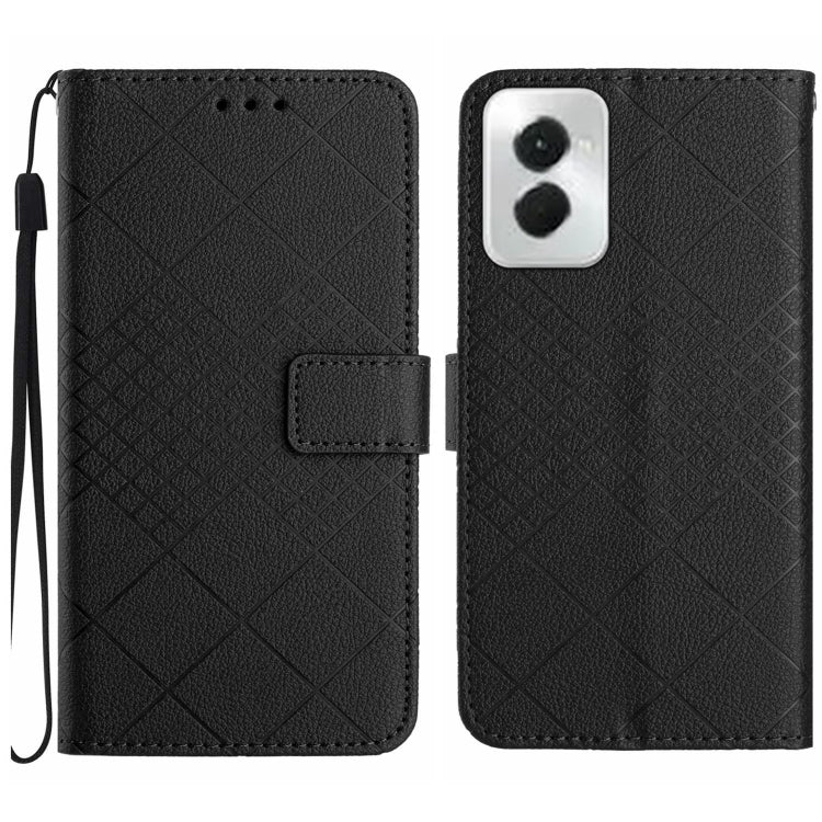 For Motorola Moto G Power 5G 2024 Rhombic Grid Texture Leather Phone Case(Black) - Motorola Cases by PMC Jewellery | Online Shopping South Africa | PMC Jewellery | Buy Now Pay Later Mobicred