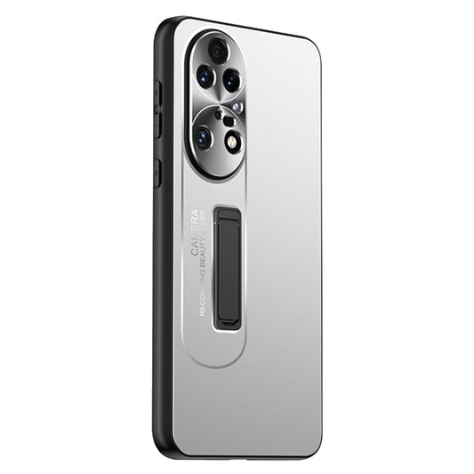 For Huawei P50 Pro Frosted Metal Hybrid TPU Holder Phone Case(Silver) - Huawei Cases by PMC Jewellery | Online Shopping South Africa | PMC Jewellery