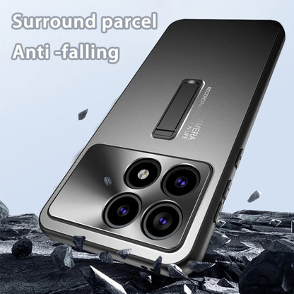 For Xiaomi Redmi K70 Frosted Metal Hybrid TPU Holder Phone Case(Black) - K70 Cases by PMC Jewellery | Online Shopping South Africa | PMC Jewellery | Buy Now Pay Later Mobicred