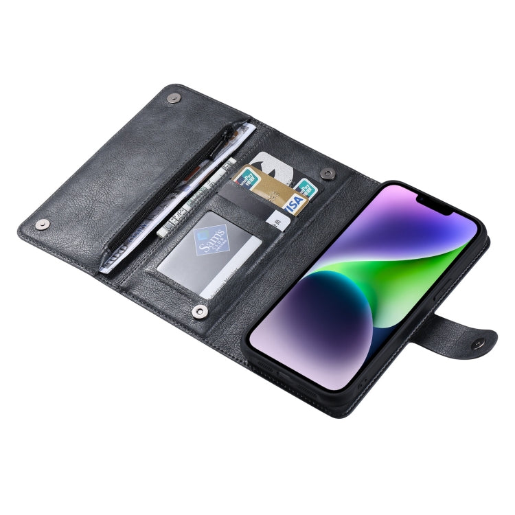 For iPhone 14 Plus ViLi GV Series MagSafe Magnetic Zipper Leather Phone Case(Black) - free shipping - PMC Jewellery - Order now!