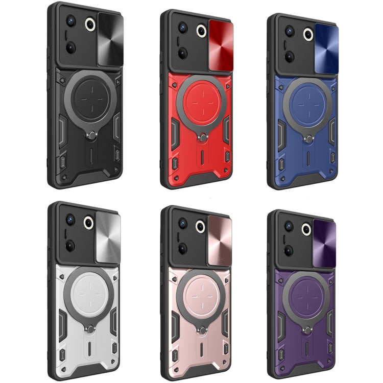 For Tecno Camon 20 Pro 5G CD Texture Sliding Camshield Magnetic Holder Phone Case(Silver) - Tecno Cases by PMC TechLife | Online Shopping South Africa | PMC TechLife | Buy Now Pay Later Mobicred