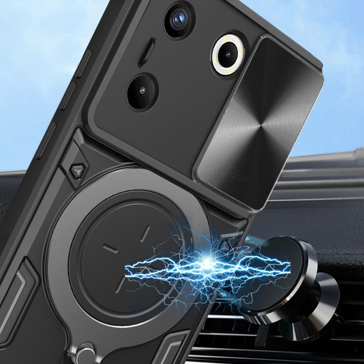 For Tecno Camon 20 Pro 5G CD Texture Sliding Camshield Magnetic Holder Phone Case(Silver) - Tecno Cases by PMC TechLife | Online Shopping South Africa | PMC TechLife | Buy Now Pay Later Mobicred