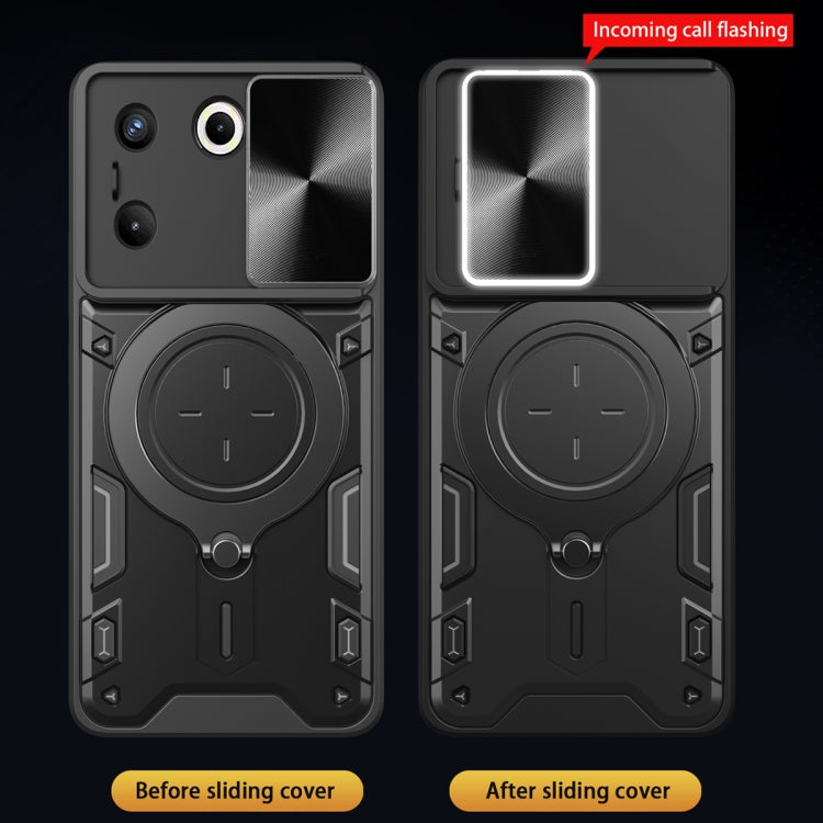 For Tecno Camon 20 Pro 5G CD Texture Sliding Camshield Magnetic Holder Phone Case(Silver) - Tecno Cases by PMC TechLife | Online Shopping South Africa | PMC TechLife | Buy Now Pay Later Mobicred