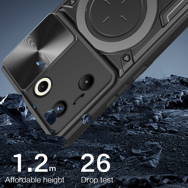 For Tecno Camon 20 Pro 5G CD Texture Sliding Camshield Magnetic Holder Phone Case(Silver) - Tecno Cases by PMC TechLife | Online Shopping South Africa | PMC TechLife | Buy Now Pay Later Mobicred