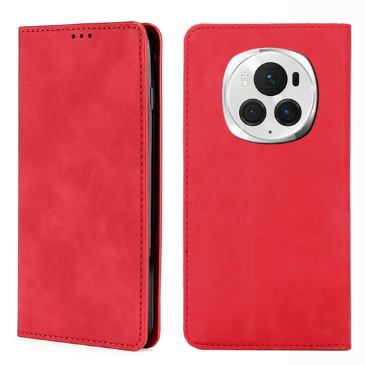 For Honor Magic6 Pro Skin Feel Magnetic Leather Phone Case(Red) - Honor Cases by PMC Jewellery | Online Shopping South Africa | PMC Jewellery | Buy Now Pay Later Mobicred