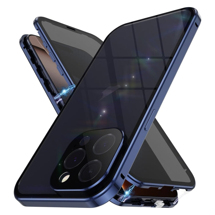 For iPhone 16 Pro Anti-peeping Magnetic Double-sided Tempered Glass Phone Case(Blue) - iPhone 16 Pro Cases by PMC Jewellery | Online Shopping South Africa | PMC Jewellery | Buy Now Pay Later Mobicred