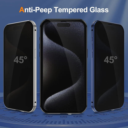 For iPhone 16 Pro Max Anti-peeping Magnetic Double-sided Tempered Glass Phone Case(Grey) - iPhone 16 Pro Max Cases by PMC Jewellery | Online Shopping South Africa | PMC Jewellery | Buy Now Pay Later Mobicred