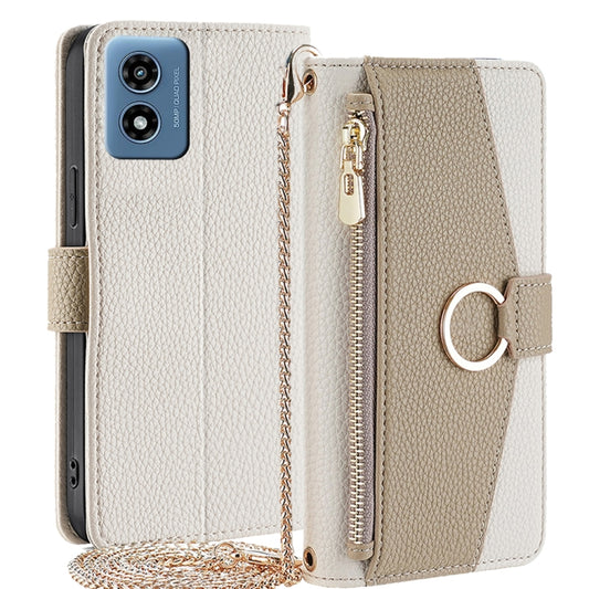 For Motorola Moto G 5G 2024 Crossbody Litchi Texture Leather Phone Case(White) - Motorola Cases by PMC Jewellery | Online Shopping South Africa | PMC Jewellery | Buy Now Pay Later Mobicred