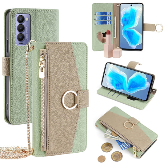 For Tecno Camon 18 / 18 P Crossbody Litchi Texture Leather Phone Case(Green) - Tecno Cases by PMC Jewellery | Online Shopping South Africa | PMC Jewellery | Buy Now Pay Later Mobicred