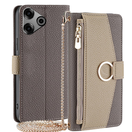 For Tecno Pova 6 Pro 5G Crossbody Litchi Texture Leather Phone Case(Grey) - Tecno Cases by PMC Jewellery | Online Shopping South Africa | PMC Jewellery | Buy Now Pay Later Mobicred