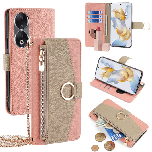 For Honor 90 5G Crossbody Litchi Texture Leather Phone Case(Pink) - Honor Cases by PMC Jewellery | Online Shopping South Africa | PMC Jewellery | Buy Now Pay Later Mobicred