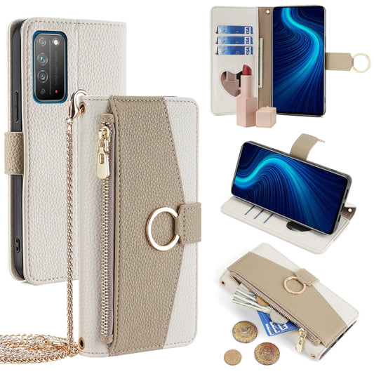 For Honor X10 5G Crossbody Litchi Texture Leather Phone Case(White) - Honor Cases by PMC Jewellery | Online Shopping South Africa | PMC Jewellery | Buy Now Pay Later Mobicred