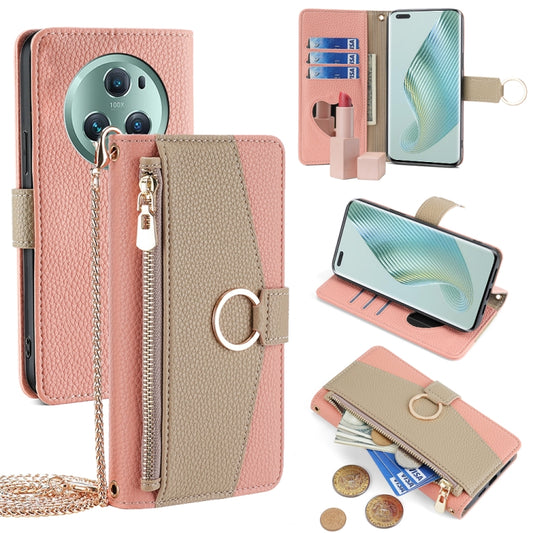 For Honor Magic5 Pro Crossbody Litchi Texture Leather Phone Case(Pink) - Honor Cases by PMC Jewellery | Online Shopping South Africa | PMC Jewellery | Buy Now Pay Later Mobicred