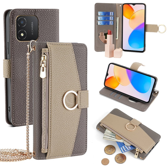 For Honor X5 4G Crossbody Litchi Texture Leather Phone Case(Grey) - Honor Cases by PMC Jewellery | Online Shopping South Africa | PMC Jewellery | Buy Now Pay Later Mobicred