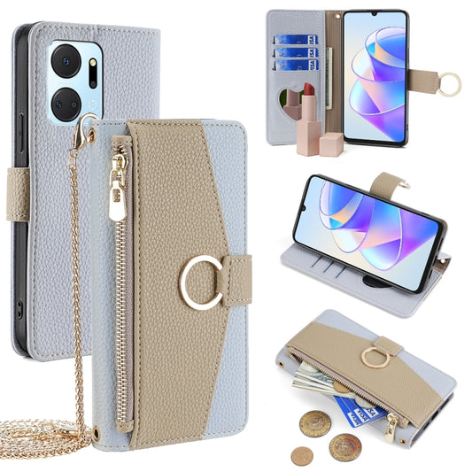 For Honor X7a Crossbody Litchi Texture Leather Phone Case(Blue) - Honor Cases by PMC Jewellery | Online Shopping South Africa | PMC Jewellery | Buy Now Pay Later Mobicred