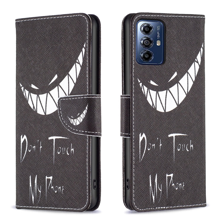 For Motorola Moto G Play 2024 Colored Drawing Pattern Leather Phone Case(Smirk) - Motorola Cases by PMC Jewellery | Online Shopping South Africa | PMC Jewellery | Buy Now Pay Later Mobicred