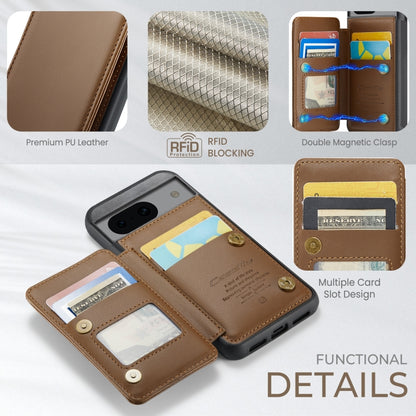 For Google Pixel 8a CaseMe C22 Card Slots Holder RFID Anti-theft Phone Case(Brown) - Google Cases by CaseMe | Online Shopping South Africa | PMC Jewellery | Buy Now Pay Later Mobicred