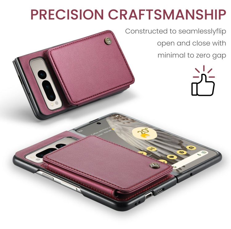 For Google Pixel Fold CaseMe C22 PC+TPU Business Style RFID Anti-theft Leather Phone Case(Wine Red) - Google Cases by CaseMe | Online Shopping South Africa | PMC Jewellery | Buy Now Pay Later Mobicred