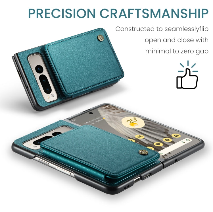 For Google Pixel Fold CaseMe C22 PC+TPU Business Style RFID Anti-theft Leather Phone Case(Blue Green) - Google Cases by CaseMe | Online Shopping South Africa | PMC Jewellery | Buy Now Pay Later Mobicred