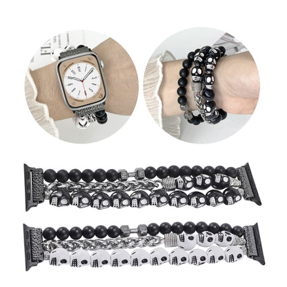 For Apple Watch Ultra 2 49mm Skull Beaded Watch Band(White) - Watch Bands by PMC Jewellery | Online Shopping South Africa | PMC Jewellery