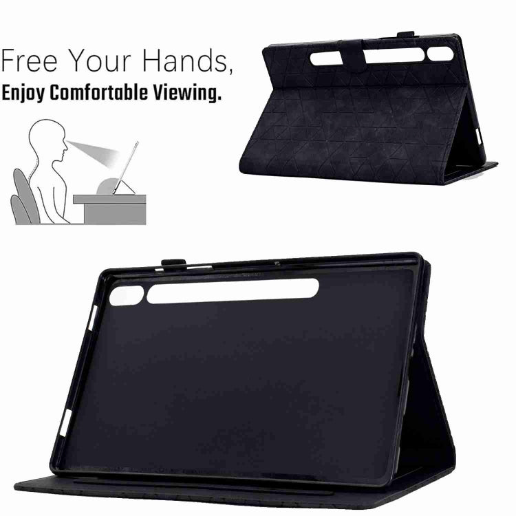 For Samsung Galaxy Tab S9 Rhombus TPU Smart Leather Tablet Case(Black) - Galaxy Tab S9 Cases by PMC Jewellery | Online Shopping South Africa | PMC Jewellery | Buy Now Pay Later Mobicred