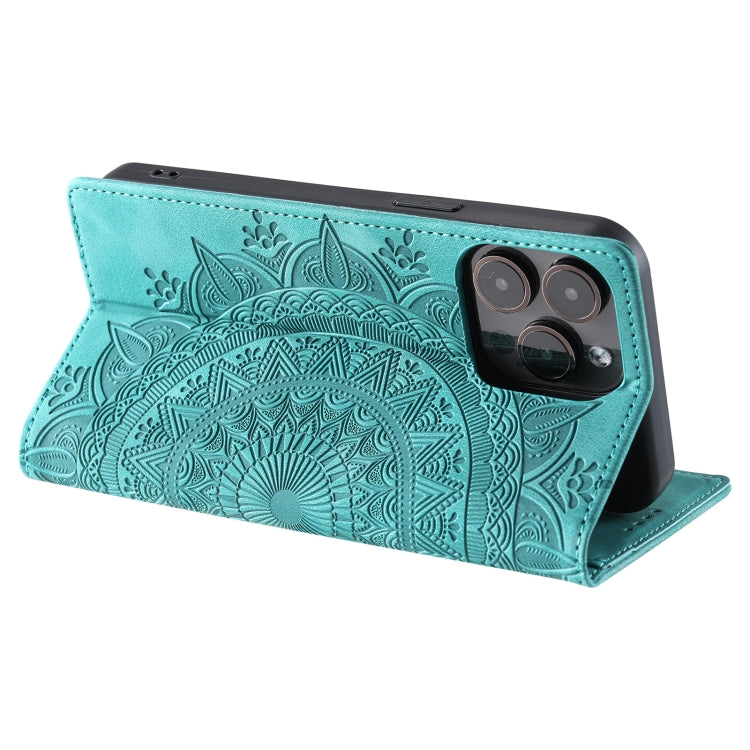 For iPhone 16 Pro Totem Embossed Magnetic Leather Phone Case(Green) - iPhone 16 Pro Cases by PMC TechLife | Online Shopping South Africa | PMC TechLife | Buy Now Pay Later Mobicred