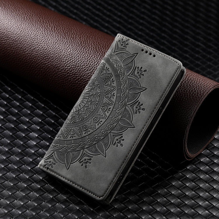 For iPhone 16 Plus Totem Embossed Magnetic Leather Phone Case(Grey) - iPhone 16 Plus Cases by PMC TechLife | Online Shopping South Africa | PMC TechLife | Buy Now Pay Later Mobicred