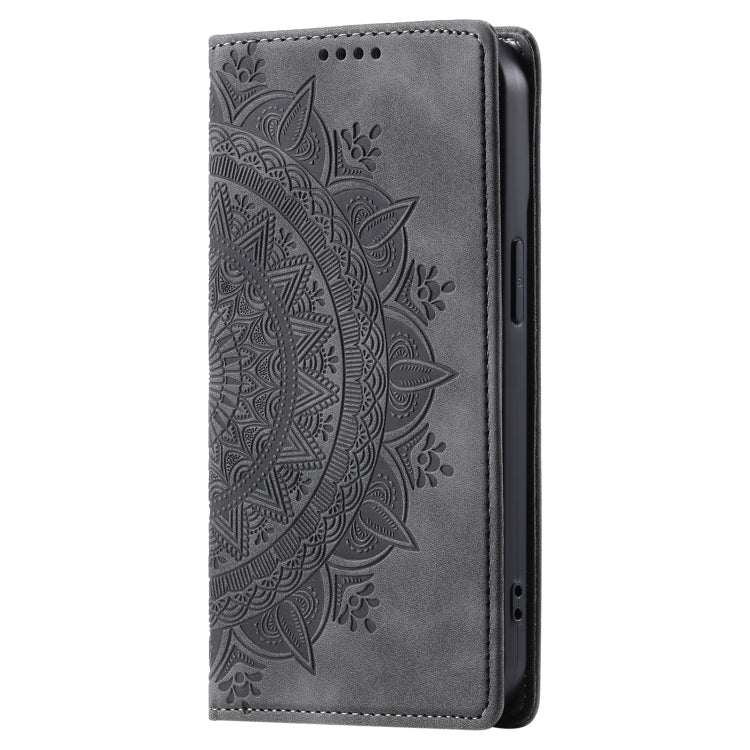 For iPhone 16 Plus Totem Embossed Magnetic Leather Phone Case(Grey) - iPhone 16 Plus Cases by PMC Jewellery | Online Shopping South Africa | PMC Jewellery | Buy Now Pay Later Mobicred