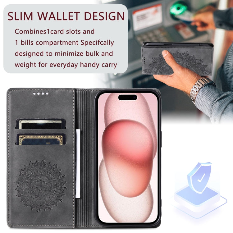 For iPhone 16 Plus Totem Embossed Magnetic Leather Phone Case(Grey) - iPhone 16 Plus Cases by PMC TechLife | Online Shopping South Africa | PMC TechLife | Buy Now Pay Later Mobicred