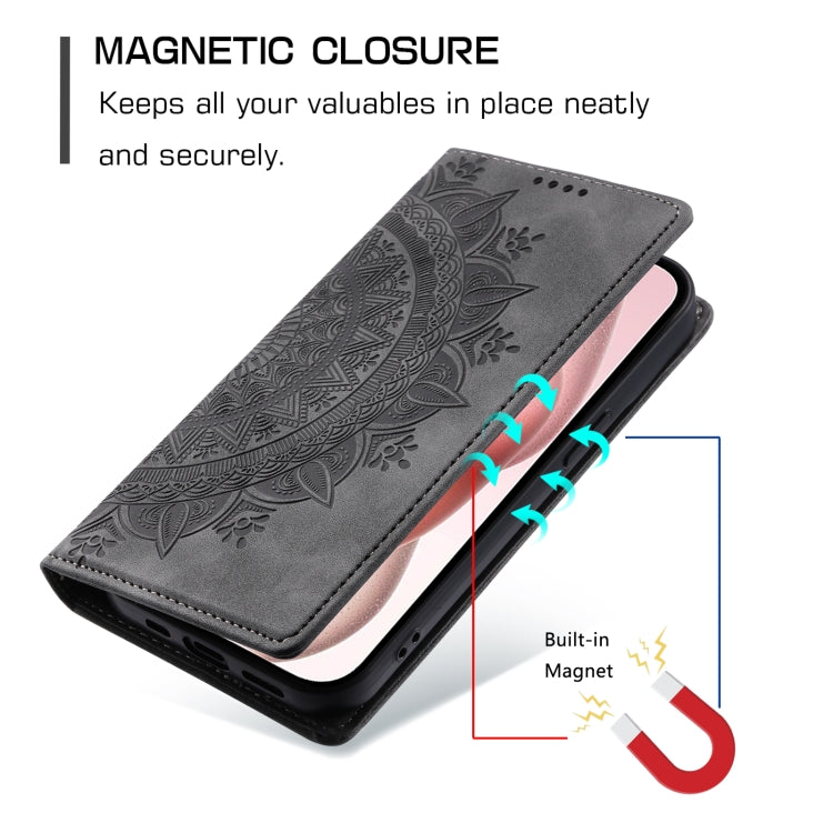 For iPhone 16 Plus Totem Embossed Magnetic Leather Phone Case(Grey) - iPhone 16 Plus Cases by PMC Jewellery | Online Shopping South Africa | PMC Jewellery | Buy Now Pay Later Mobicred