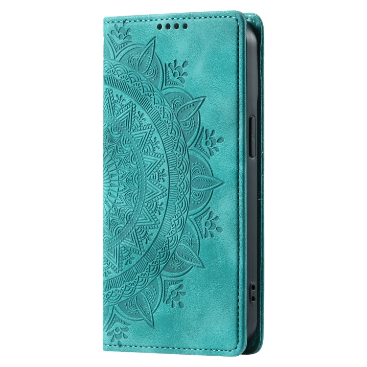 For iPhone 16 Totem Embossed Magnetic Leather Phone Case(Green) - iPhone 16 Cases by PMC Jewellery | Online Shopping South Africa | PMC Jewellery | Buy Now Pay Later Mobicred