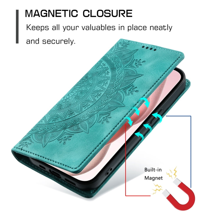 For iPhone 16 Totem Embossed Magnetic Leather Phone Case(Green) - iPhone 16 Cases by PMC Jewellery | Online Shopping South Africa | PMC Jewellery | Buy Now Pay Later Mobicred