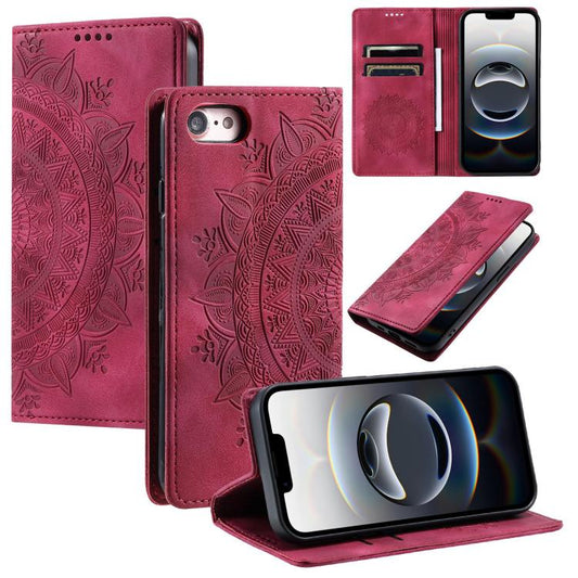 For iPhone 16e Totem Embossed Magnetic Leather Phone Case(Red) - iPhone 16e Cases by PMC Jewellery | Online Shopping South Africa | PMC Jewellery | Buy Now Pay Later Mobicred