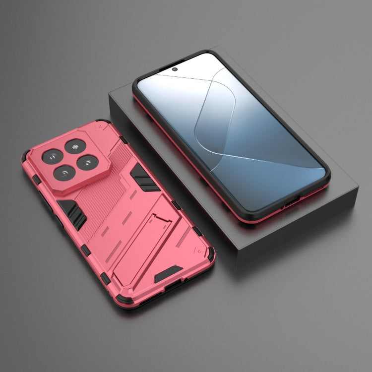For Xiaomi 14 Pro 5G Punk Armor 2 in 1 PC + TPU Phone Case with Holder(Light Red) - 14 Pro Cases by PMC TechLife | Online Shopping South Africa | PMC TechLife | Buy Now Pay Later Mobicred