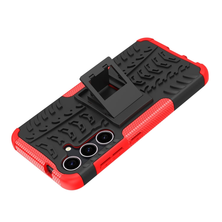 For Samsung Galaxy S24 5G Tire Texture TPU + PC Phone Case with Holder(Red) - Galaxy S24 5G Cases by PMC Jewellery | Online Shopping South Africa | PMC Jewellery