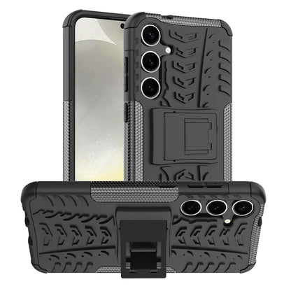 For Samsung Galaxy S24+ Tire Texture TPU + PC Phone Case with Holder(Black) - Galaxy S24+ 5G Cases by PMC Jewellery | Online Shopping South Africa | PMC Jewellery