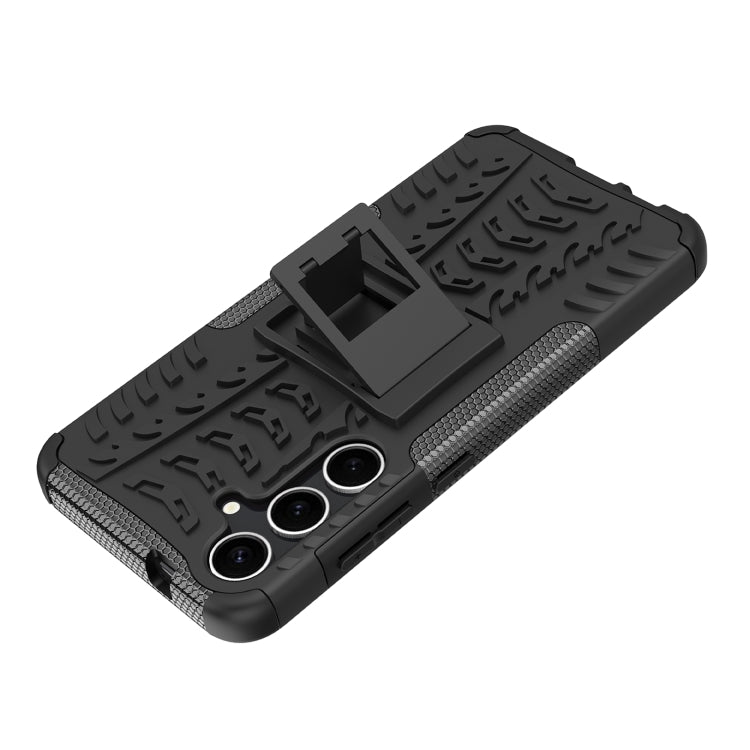 For Samsung Galaxy S24+ Tire Texture TPU + PC Phone Case with Holder(Black) - Galaxy S24+ 5G Cases by PMC Jewellery | Online Shopping South Africa | PMC Jewellery