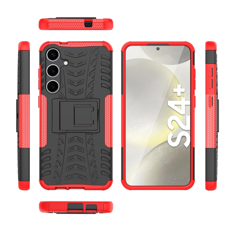 For Samsung Galaxy S24+ Tire Texture TPU + PC Phone Case with Holder(Red) - Galaxy S24+ 5G Cases by PMC TechLife | Online Shopping South Africa | PMC TechLife