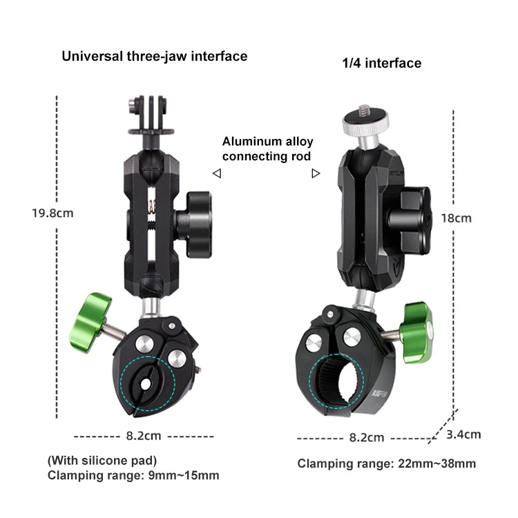 RUIGPRO Crab Clamp Action Camera Bracket Dual-Head Crab with Selfie Stick - free shipping - PMC TechLife - Order now!