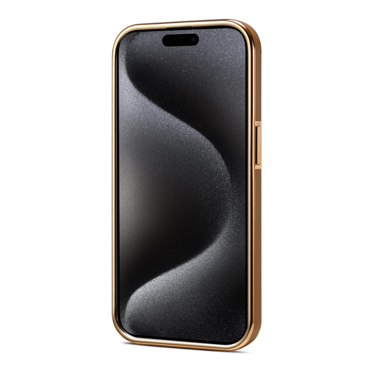 For iPhone 15 Pro Max Denior Fragrant Calf Texture Electroplating Phone Case(Khaki) - iPhone 15 Pro Max Cases by Denior | Online Shopping South Africa | PMC Jewellery | Buy Now Pay Later Mobicred