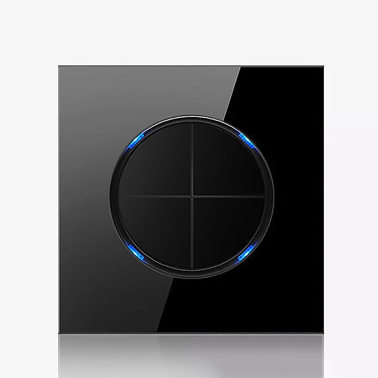 86mm Round LED Tempered Glass Switch Panel, Black Round Glass, Style:Four Open Dual Control -  by PMC Jewellery | Online Shopping South Africa | PMC Jewellery | Buy Now Pay Later Mobicred