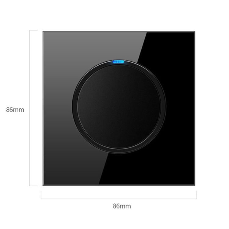 86mm Round LED Tempered Glass Switch Panel, Black Round Glass, Style:Four Open Dual Control -  by PMC Jewellery | Online Shopping South Africa | PMC Jewellery | Buy Now Pay Later Mobicred